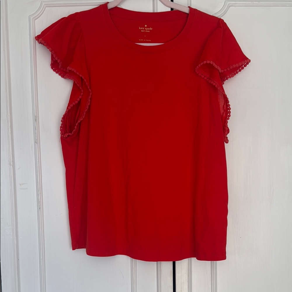 Kate Spade Red Sleeveless Ruffled Top USED